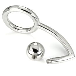 METAL HARD - COCK RING RING WITH ANAL INTRUDER HOOK 45MM 2